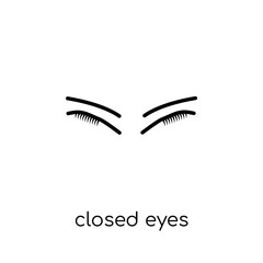 Closed eyes with lashes and brows icon. Trendy modern flat linea