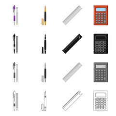 Vector illustration of office and supply sign. Set of office and school stock vector illustration.