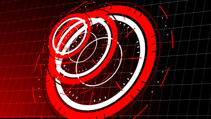 Digital ai technology background. Futuristic red virtual graphic element. HUD design. 3D rendering.