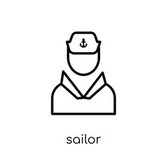 Sailor icon. Trendy modern flat linear vector Sailor icon on white background from thin line Nautical collection