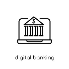 digital banking icon. Trendy modern flat linear vector digital banking icon on white background from thin line general collection