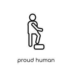 proud human icon. Trendy modern flat linear vector proud human icon on white background from thin line Feelings collection