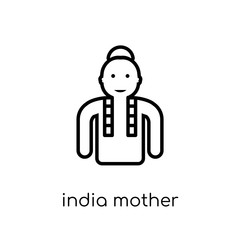 India Mother icon. Trendy modern flat linear vector India Mother icon on white background from thin line india collection