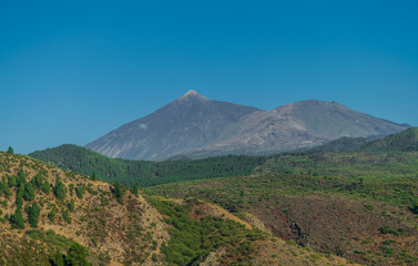 Teide volcano landscape with blue sky, Tenerife, Canary islands, Spain