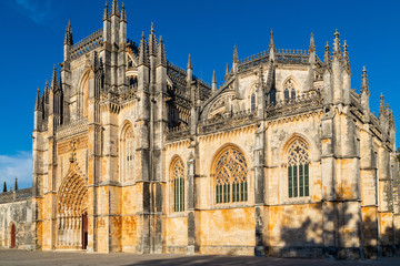 Fototapeta na wymiar Batalha, Portugal. Monastery of Batalha aka Monastery of Santa Maria da Vitoria. View of the Capelas Imperfeitas. Gothic and Manuelino aka Manueline style