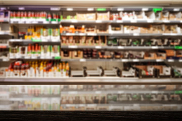 Table background of free space and shop interior 