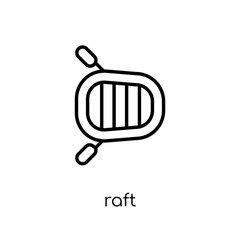 Raft icon. Trendy modern flat linear vector Raft icon on white background from thin line Nautical collection