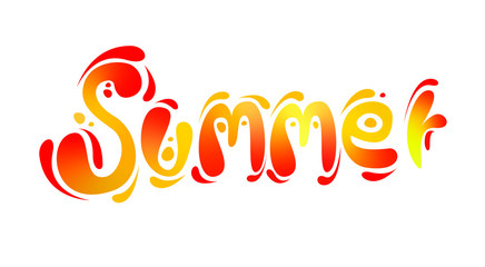 Word Summer with funny curved letters of bright colors