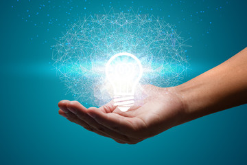 Innovative idea in businessman hand. Innovative idea concept