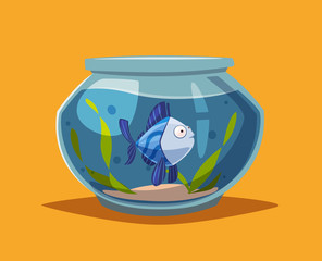 Aquarium with clear water. Cartoon vector illustration