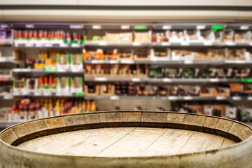 Table background of free space and shop interior 