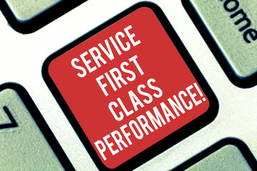 Handwriting text writing Service First Class Perforanalysisce. Concept meaning Great services High...