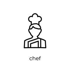 Chef icon. Trendy modern flat linear vector Chef icon on white background from thin line Professions collection