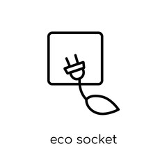 eco Socket icon. Trendy modern flat linear vector eco Socket icon on white background from thin line nature collection