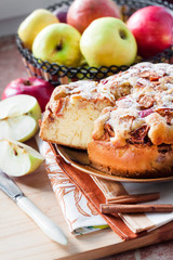 Homemade apple pie with cinnamon on the plate