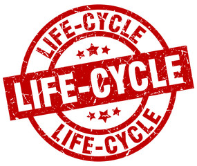 life-cycle round red grunge stamp