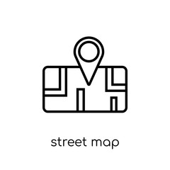 Street Map icon. Trendy modern flat linear vector Street Map icon on white background from thin line Maps and Locations collection