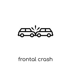 Fototapeta premium Frontal crash icon. Trendy modern flat linear vector Frontal crash icon on white background from thin line Insurance collection