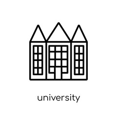 University icon. Trendy modern flat linear vector University icon on white background from thin line E-learning and education collection