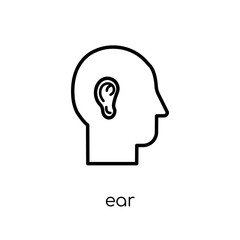 Ear icon. Trendy modern flat linear vector Ear icon on white background from thin line Human Body Parts collection