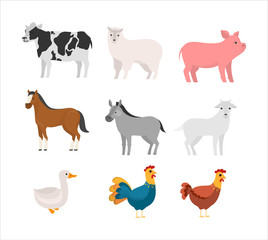 Set of farm domestic animal. Collection of cute pet.