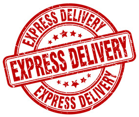 express delivery red grunge round vintage rubber stamp