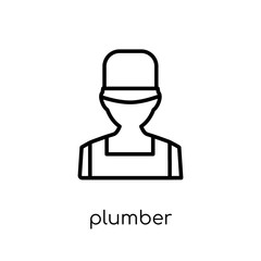 Plumber icon. Trendy modern flat linear vector Plumber icon on white background from thin line Professions collection
