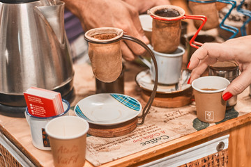 Making and filtering an organic coffee
