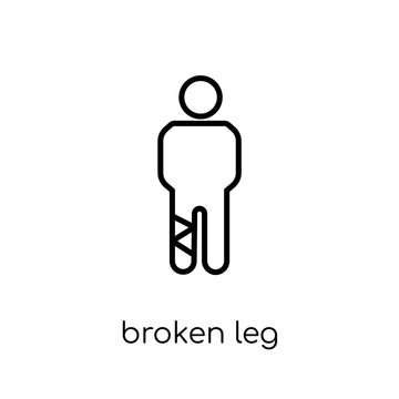 Broken leg icon. Trendy modern flat linear vector Broken leg icon on white background from thin line Health and Medical collection
