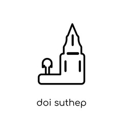 Doi suthep icon. Trendy modern flat linear vector Doi suthep icon on white background from thin line Religion collection
