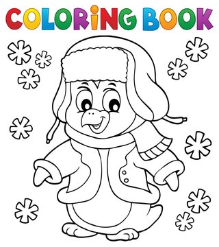 Coloring book winter penguin topic 1