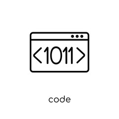 Code icon. Trendy modern flat linear vector Code icon on white background from thin line Programming collection