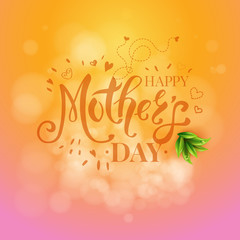 Square happy mothers day design with plant