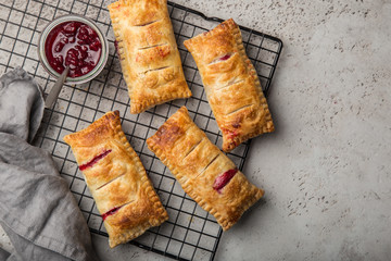 puff pastry stuffed with berries, - obrazy, fototapety, plakaty