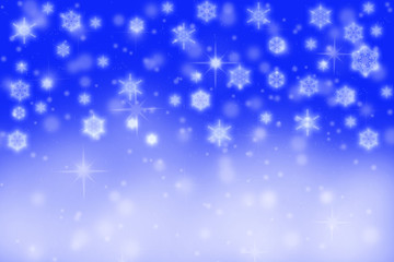 Winter blue background with snowflakes