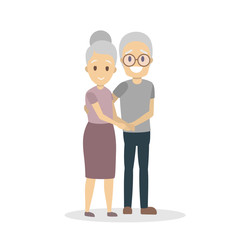 Old couple. Cute elderly character happy together