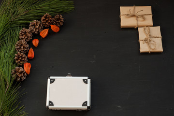 Christmas background Christmas tree new year gifts decor decoration holiday winter