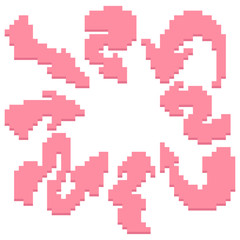 Fototapeta na wymiar set of pink pixel arrows with shadows