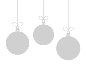 Three hanging Christmas baubles ornaments