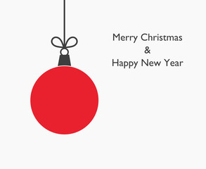 Christmas red bauble greeting card.