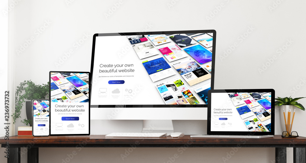 Canvas Prints front view website builder devices mockup