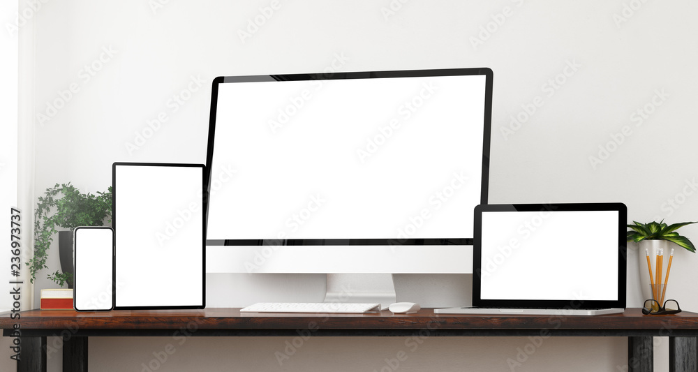 Canvas Prints front view devices mockup