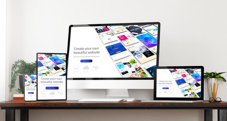 front view website builder devices mockup