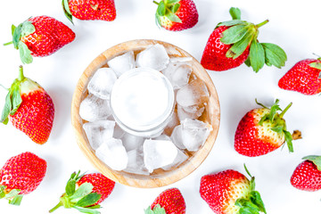 concept cooling organic cosmetics with on background top view