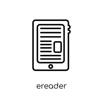 ereader icon. Trendy modern flat linear vector ereader icon on white background from thin line Electronic devices collection, outline vector illustration