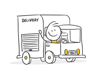 Strichfiguren / Strichmännchen: Lieferung, Lastwagen. (Nr. 337)	