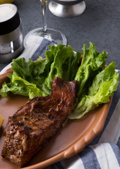 Sturgeon on a grill. Closeup