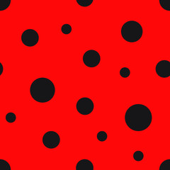 Ladybug pattern. Seamless vector. Seamless with red background and black spots