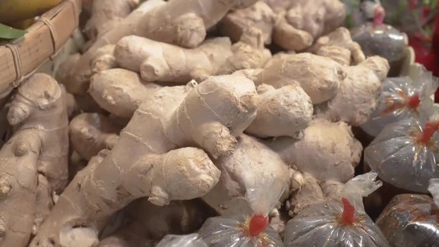 4k video of ginger also know as a zenzero in Italy