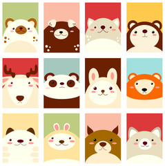 Set of banners with cute animals